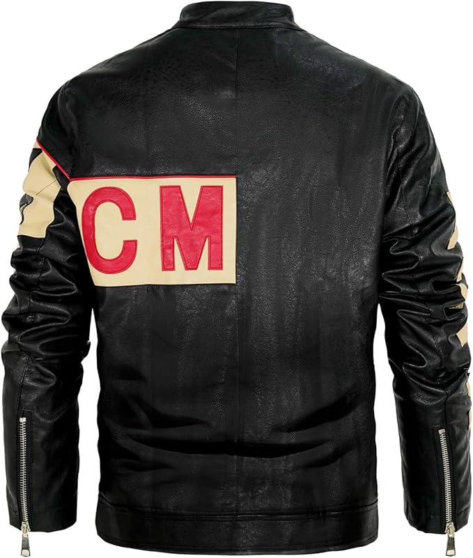 Men's PU Leather Motorcycle Jacket Winter Moto Clothing Fashion Warm Overcoat